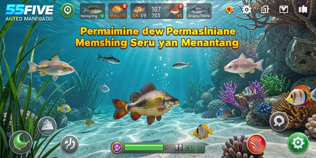 Tangkapan menakjubkan dalam gameplay 55FIVE saat memancing.