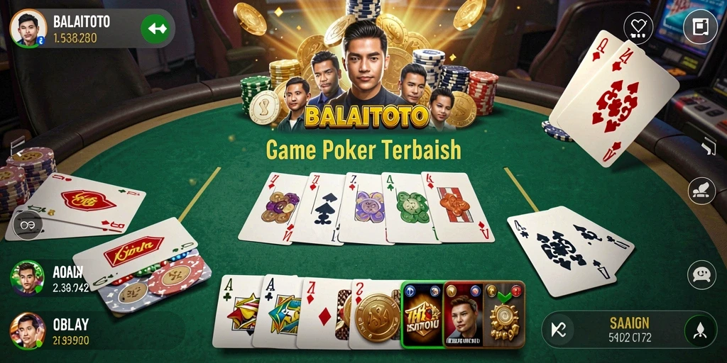 Tampilan gameplay Poker seru di BALAITOTO yang mengasyikan.