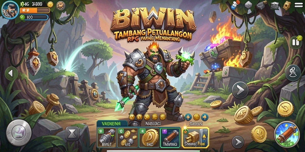 Tangkapan layar gameplay BIWIN yang menunjukkan aksi RPG mendebarkan.