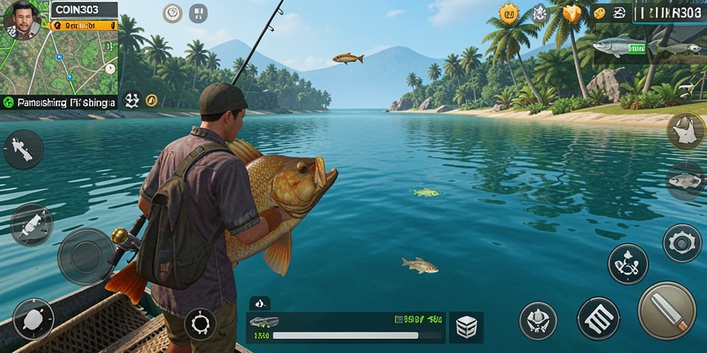Tampilan gameplay memancing yang seru dan menarik di COIN303.