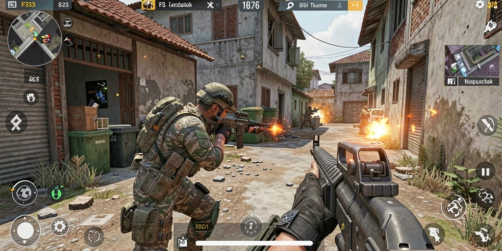 Tangkapan layar gameplay FB333 menunjukkan aksi tembak-menembak yang mendebarkan.
