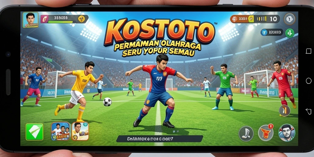 Tampilan seru dari gameplay KOSTOTO dalam acara olahraga.
