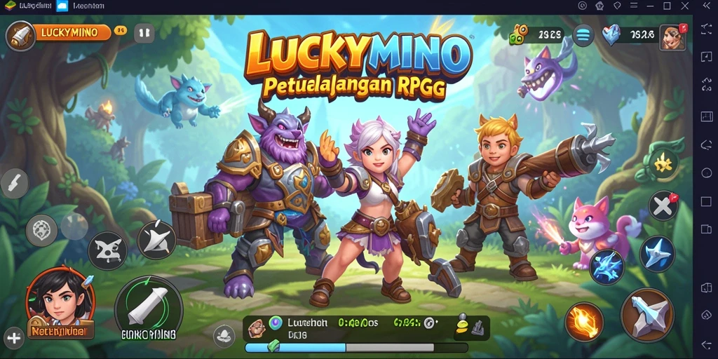 Tampilan gameplay seru di dunia RPG LUCKYMINO.