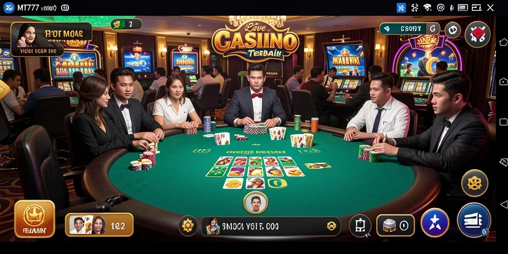 Tampilan screenshot gameplay Live Casino MT777 yang menegangkan dan interaktif.