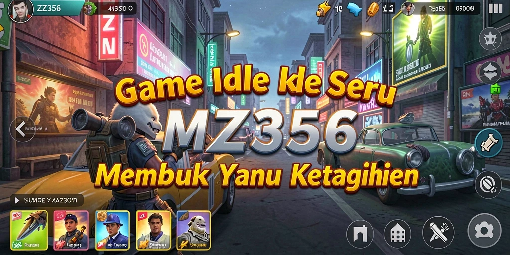 Screenshot MZ356 menunjukkan gameplay santai dengan pengelolaan sumber daya yang menarik.