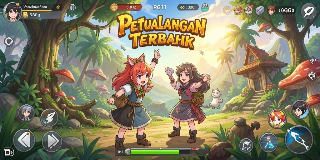 Screenshot menunjukkan pertempuran epik di dunia Anime PG11.