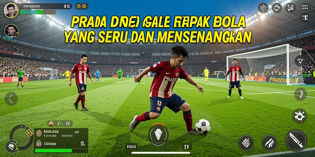 Tampilan gameplay mendebarkan dalam PRADA4D dengan aksi sepak bola nyata.