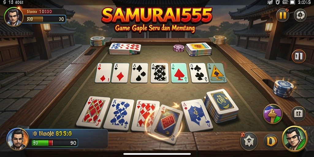 Gameplay menarik SAMURAI555 dengan aksi seru Gaple.