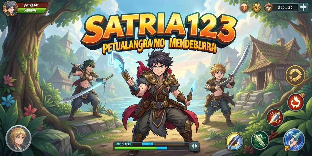 Tangkapan layar menunjukkan aksi mendebarkan dalam SATRIA123 dengan karakter anime.