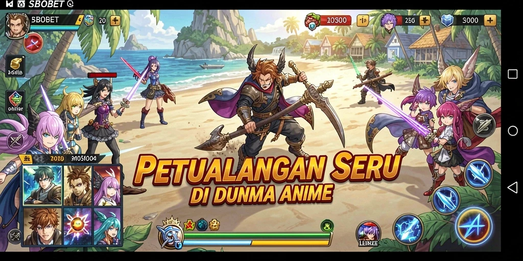 Tampilan gameplay SBOBET dengan karakter Anime yang menawan dan aksi seru.