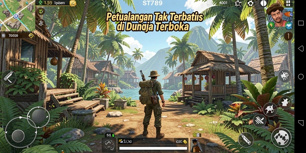 Screenshot gameplay ST789 menampilkan eksplorasi di dunia terbuka.