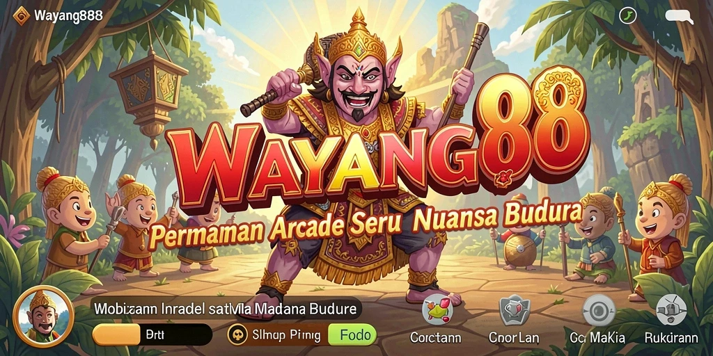 Screenshot menunjukkan gameplay seru WAYANG88 dengan karakter wayang yang menonjol.