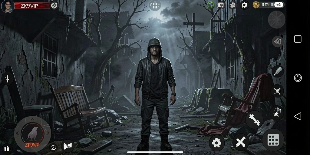 Screenshot gameplay ZK9VIP menampilkan momen mencekam dan atmosfir Horror.
